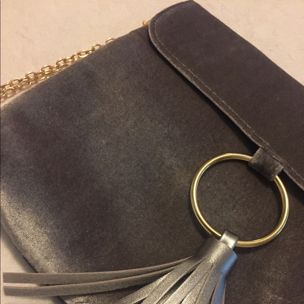 Gray Velvet Clutch
